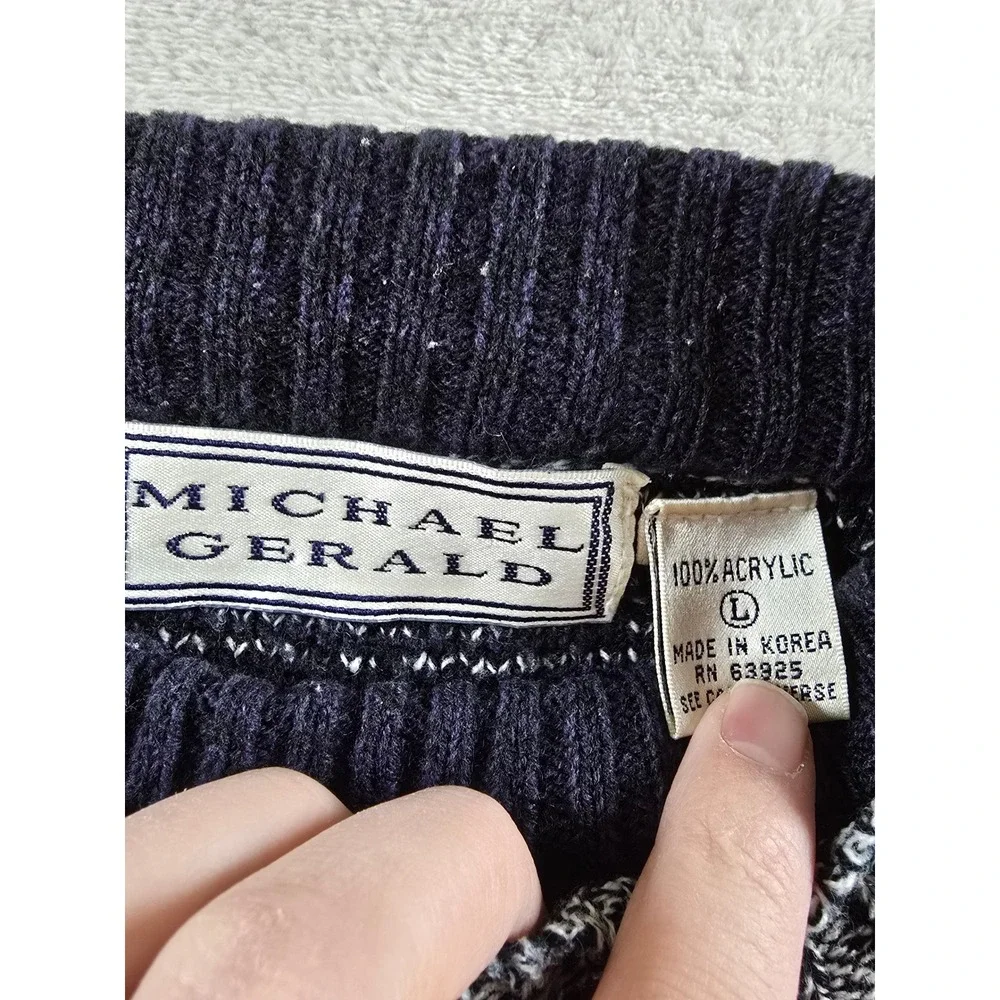 Vintage Michael Gerald Knit Sweater Womens L Fair Isle Nordic‎ Nature *Read